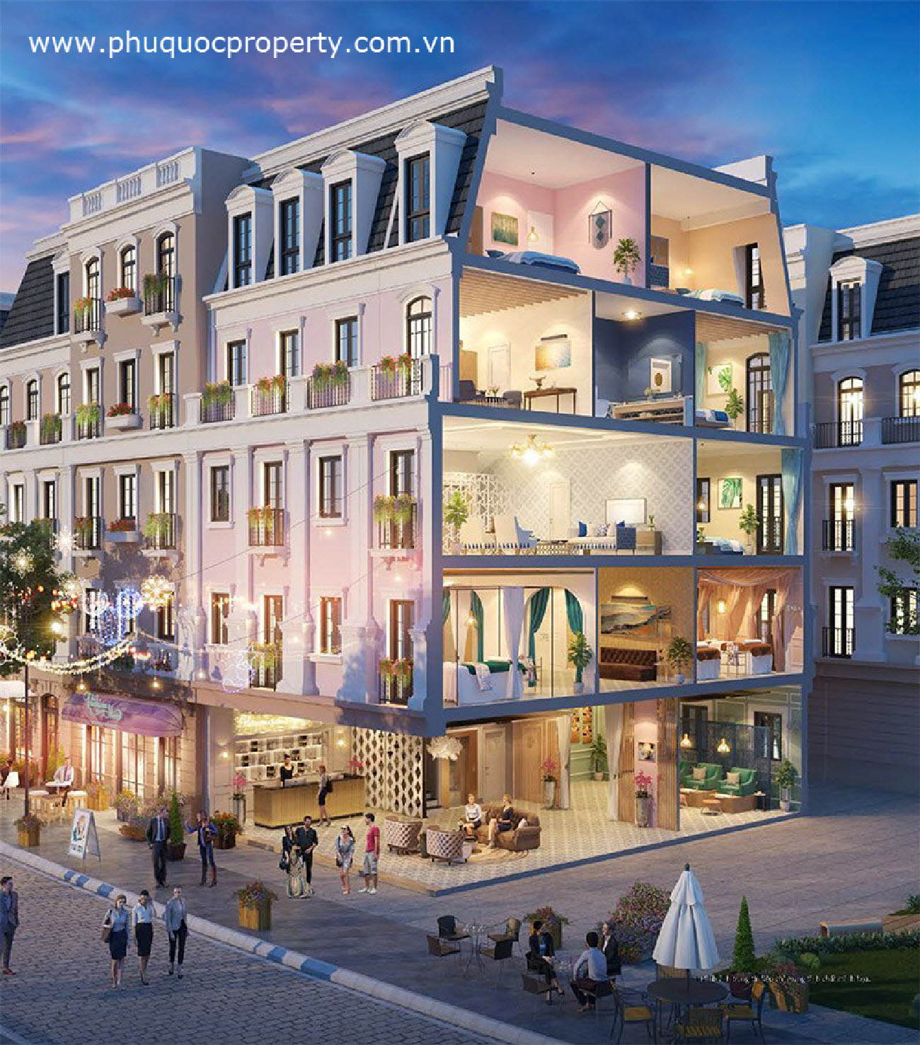 Layout thiết kế nội thất căn góc Melodia Boutique Shophouse