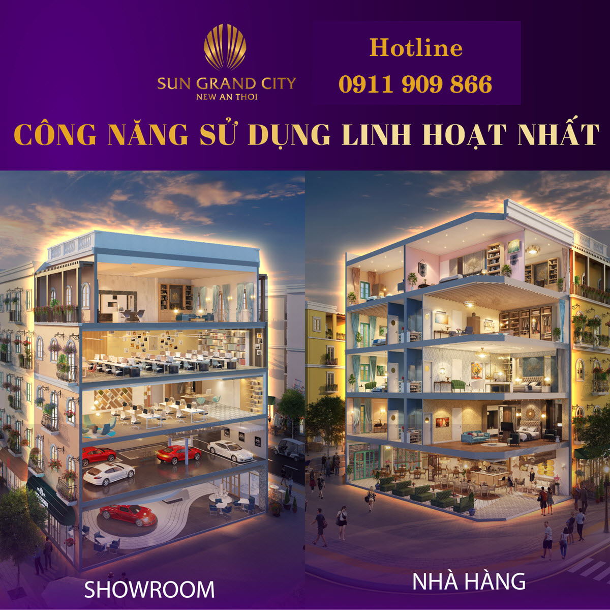 Đa c&ocirc;ng năng sử dụng: si&ecirc;u thị, nh&agrave; h&agrave;ng, showroom, văn ph&ograve;ng du lịch, mini hotel&hellip;