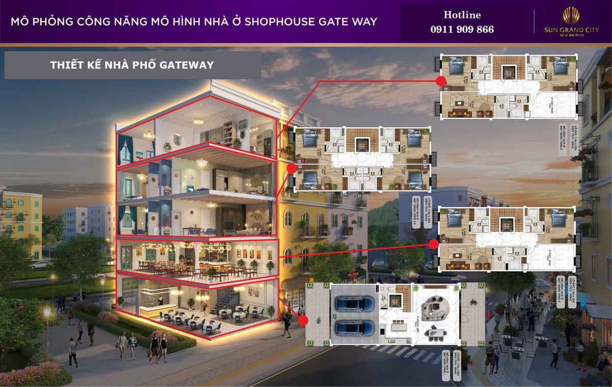 Thiết kế nh&agrave; ở - shophouse Gateway An Thới