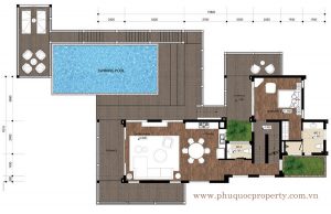 Mặt bằng tầng 1 biệt thự song lập F-OR Premier Village Phu Quoc Resort