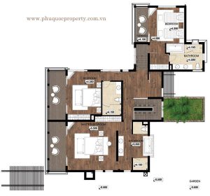 Mặt bằng tầng 2 mẫu biệt thự song lập A-DN Premier Village Phu Quoc