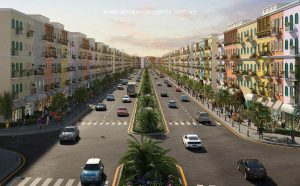 Dãy nhà phố thương mại nằm trên trục đại lộ 36m New An Thới.