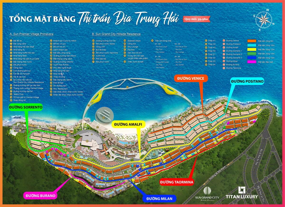 Tổng mặt bằng nhà phố The Center Hillside trong lòng thị trấn Địa Trung Hải